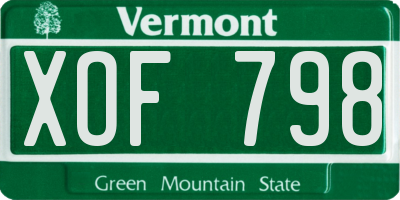 VT license plate XOF798