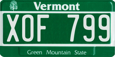 VT license plate XOF799