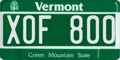 VT license plate XOF800