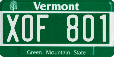 VT license plate XOF801