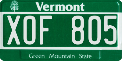 VT license plate XOF805