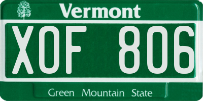 VT license plate XOF806