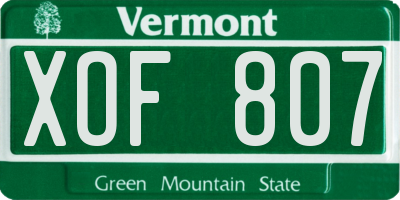VT license plate XOF807