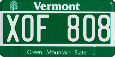 VT license plate XOF808