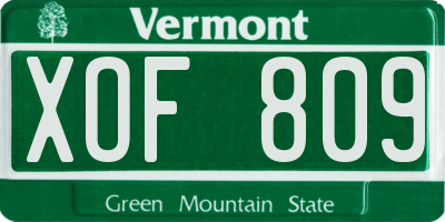 VT license plate XOF809