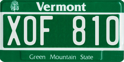 VT license plate XOF810