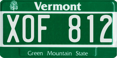 VT license plate XOF812