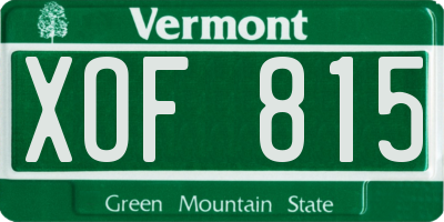 VT license plate XOF815