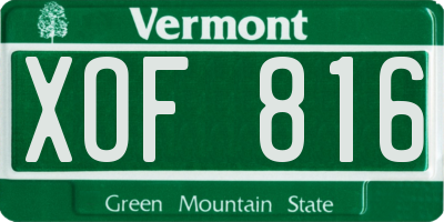 VT license plate XOF816