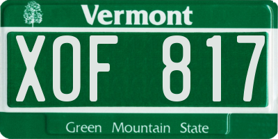 VT license plate XOF817