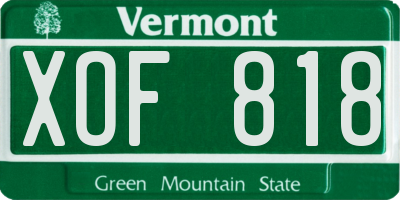 VT license plate XOF818