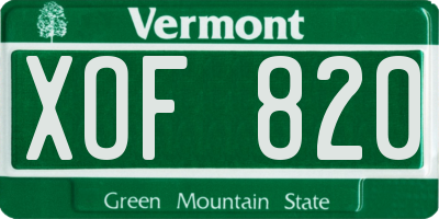 VT license plate XOF820