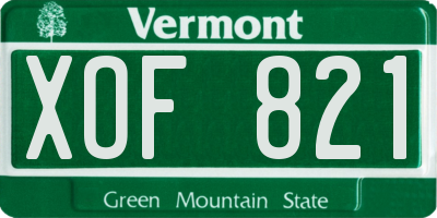 VT license plate XOF821