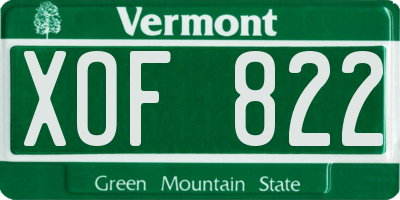VT license plate XOF822
