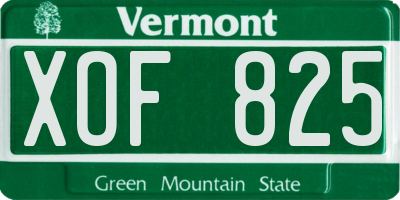 VT license plate XOF825