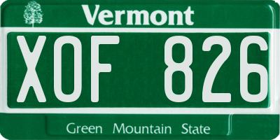VT license plate XOF826