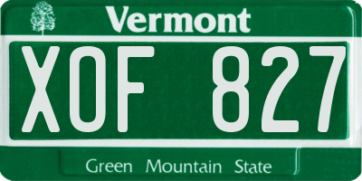 VT license plate XOF827