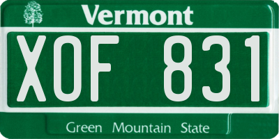 VT license plate XOF831