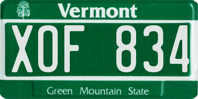 VT license plate XOF834