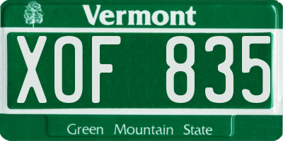 VT license plate XOF835