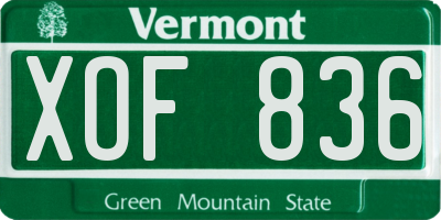 VT license plate XOF836