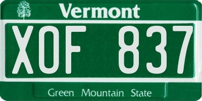 VT license plate XOF837