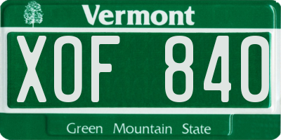 VT license plate XOF840