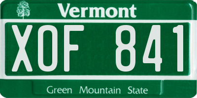 VT license plate XOF841
