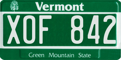 VT license plate XOF842