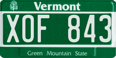VT license plate XOF843
