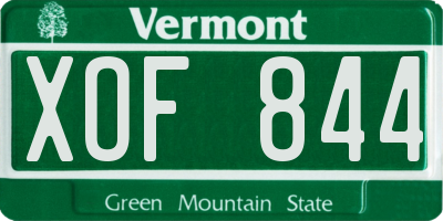 VT license plate XOF844