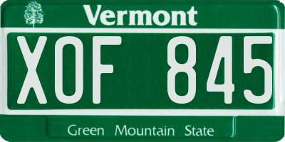 VT license plate XOF845