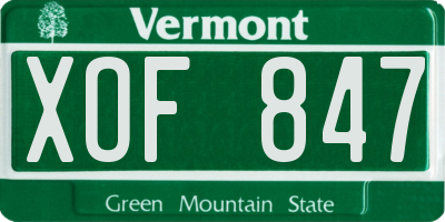 VT license plate XOF847