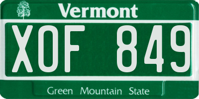 VT license plate XOF849