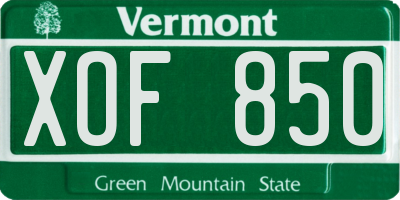 VT license plate XOF850