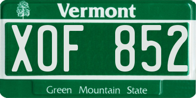VT license plate XOF852