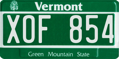 VT license plate XOF854