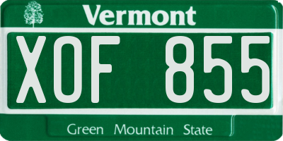 VT license plate XOF855