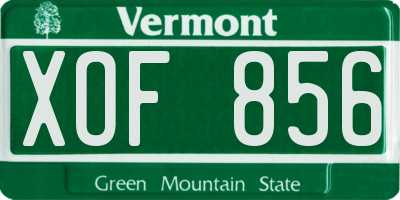 VT license plate XOF856