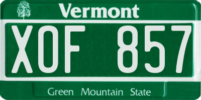VT license plate XOF857