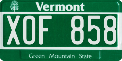 VT license plate XOF858
