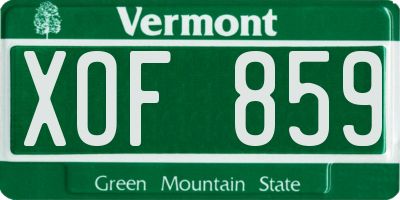 VT license plate XOF859