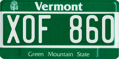VT license plate XOF860