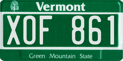 VT license plate XOF861