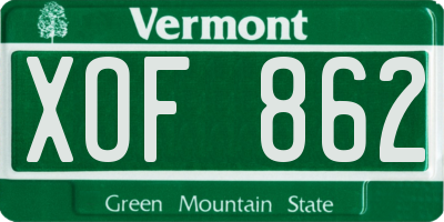 VT license plate XOF862