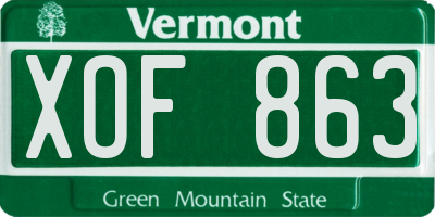 VT license plate XOF863