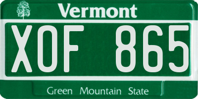 VT license plate XOF865
