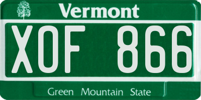 VT license plate XOF866
