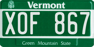 VT license plate XOF867