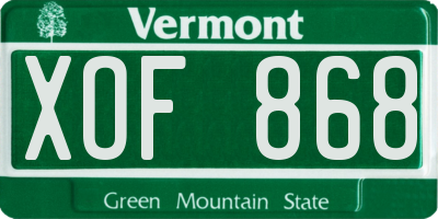 VT license plate XOF868